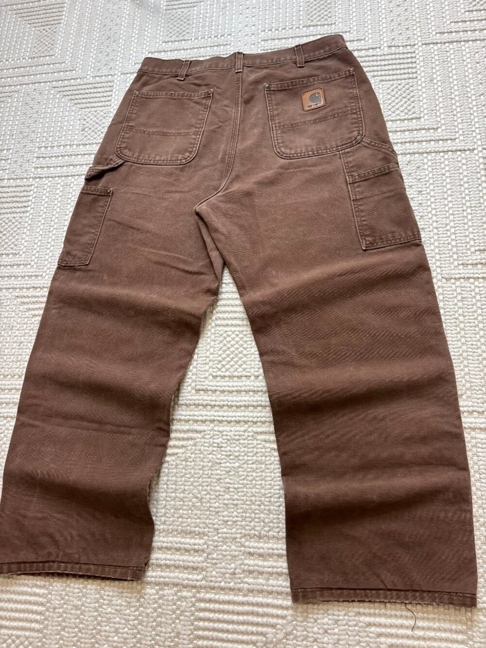 Carhartt Brown Double Knee Carpenter Work Pants Distressed Fade Loose Fit 33x31 - Picture 2 of 6